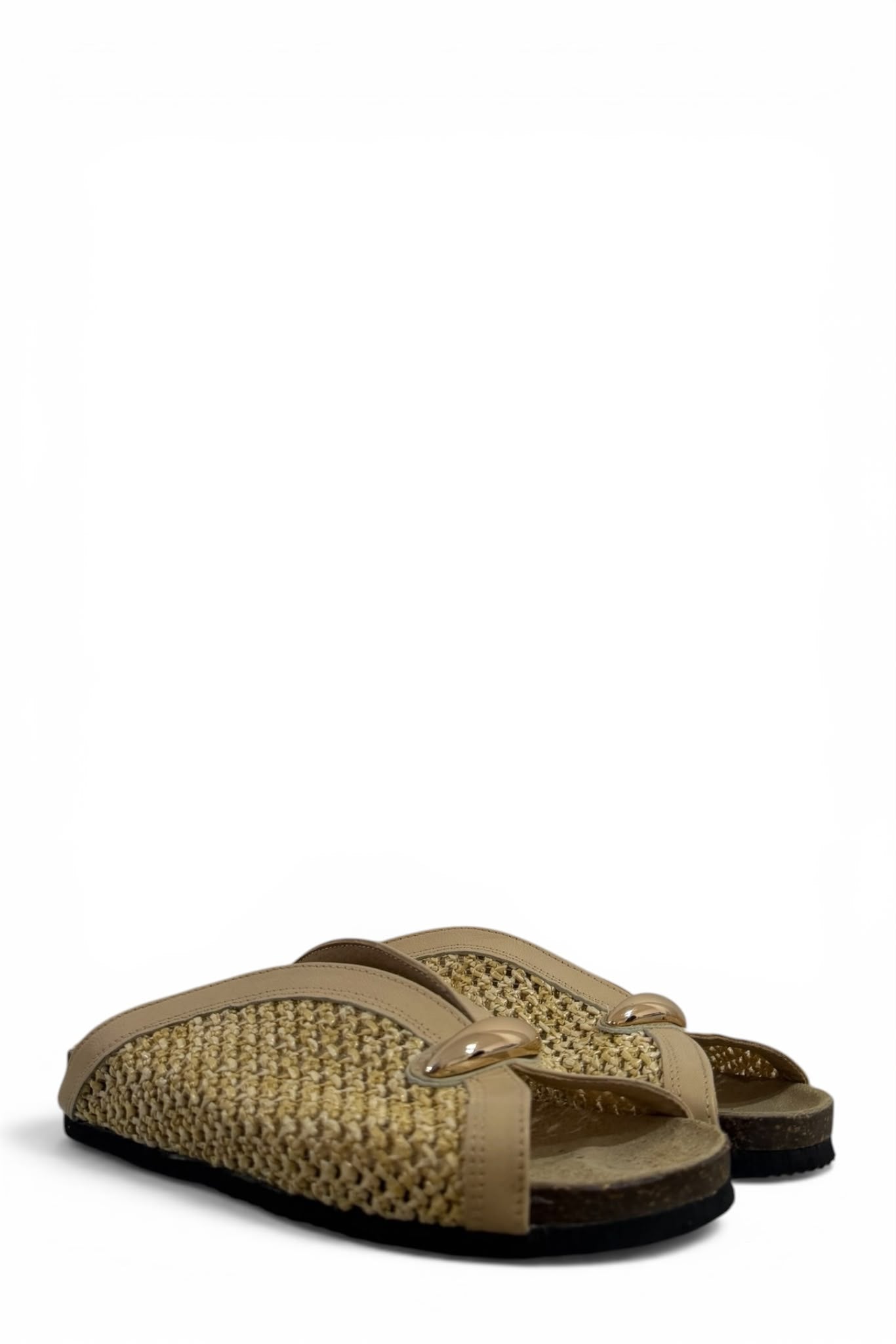 Sabot in raffia con dettaglio oro - Allis