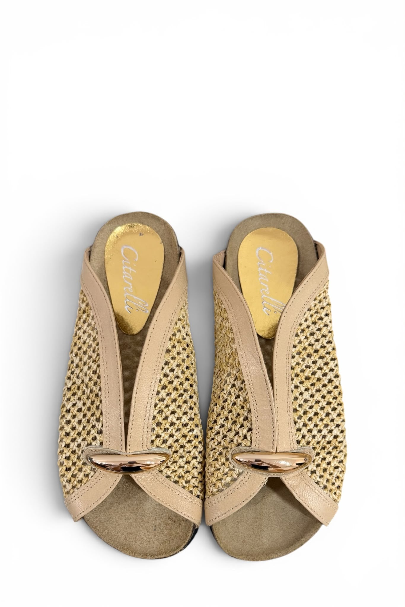 Sabot in raffia con dettaglio oro - Allis