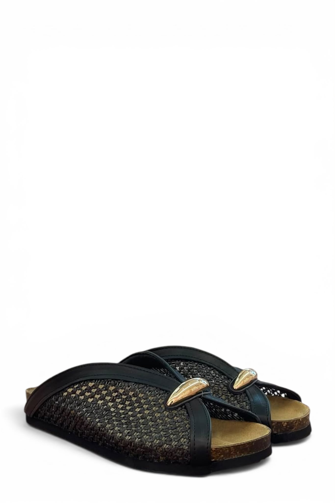 Sabot in raffia con dettaglio oro - Allis