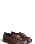 Mocassino con dettaglio oro in pelle marrone - Audrey PRE ORDER