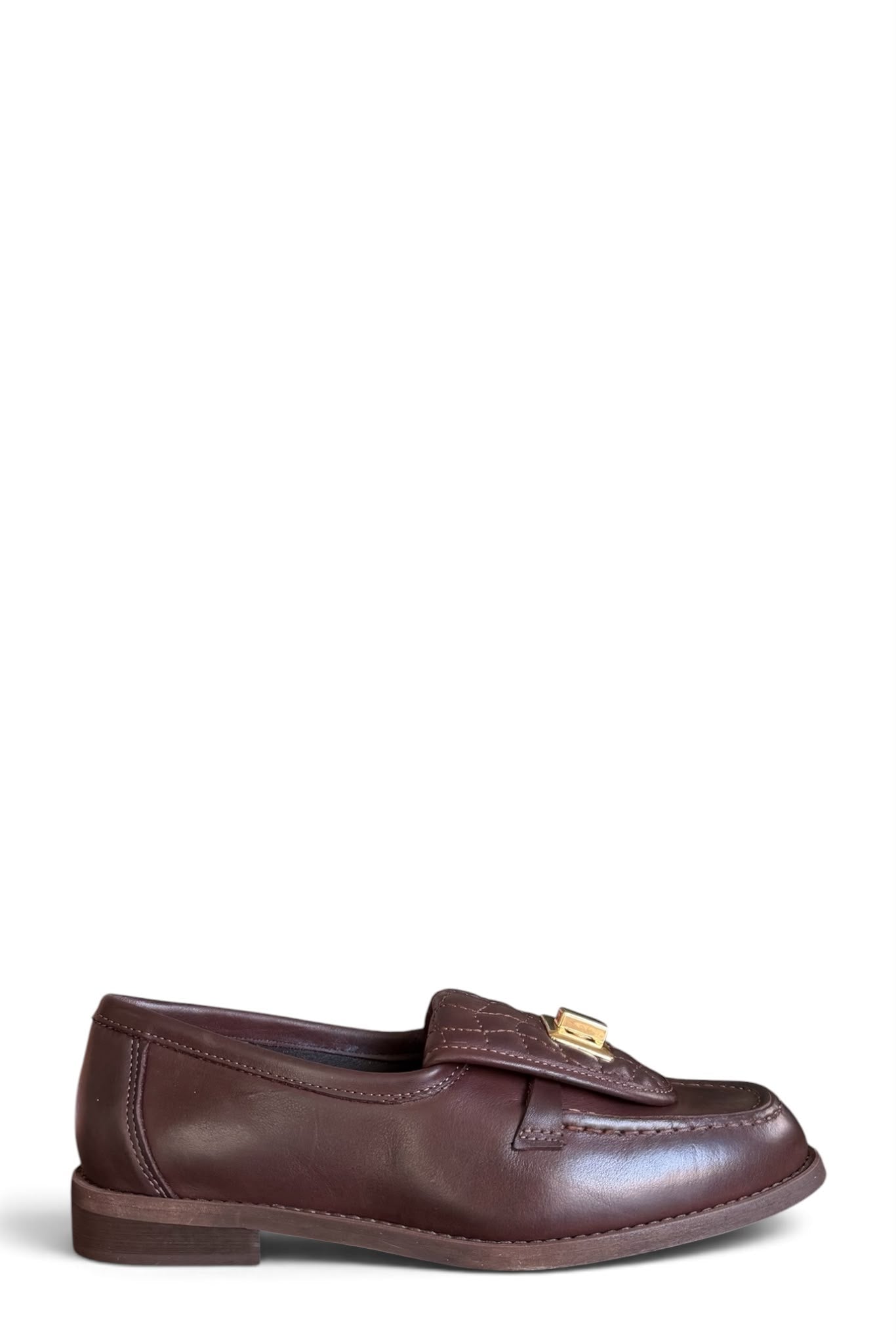 Mocassino con dettaglio oro in pelle marrone - Audrey PRE ORDER
