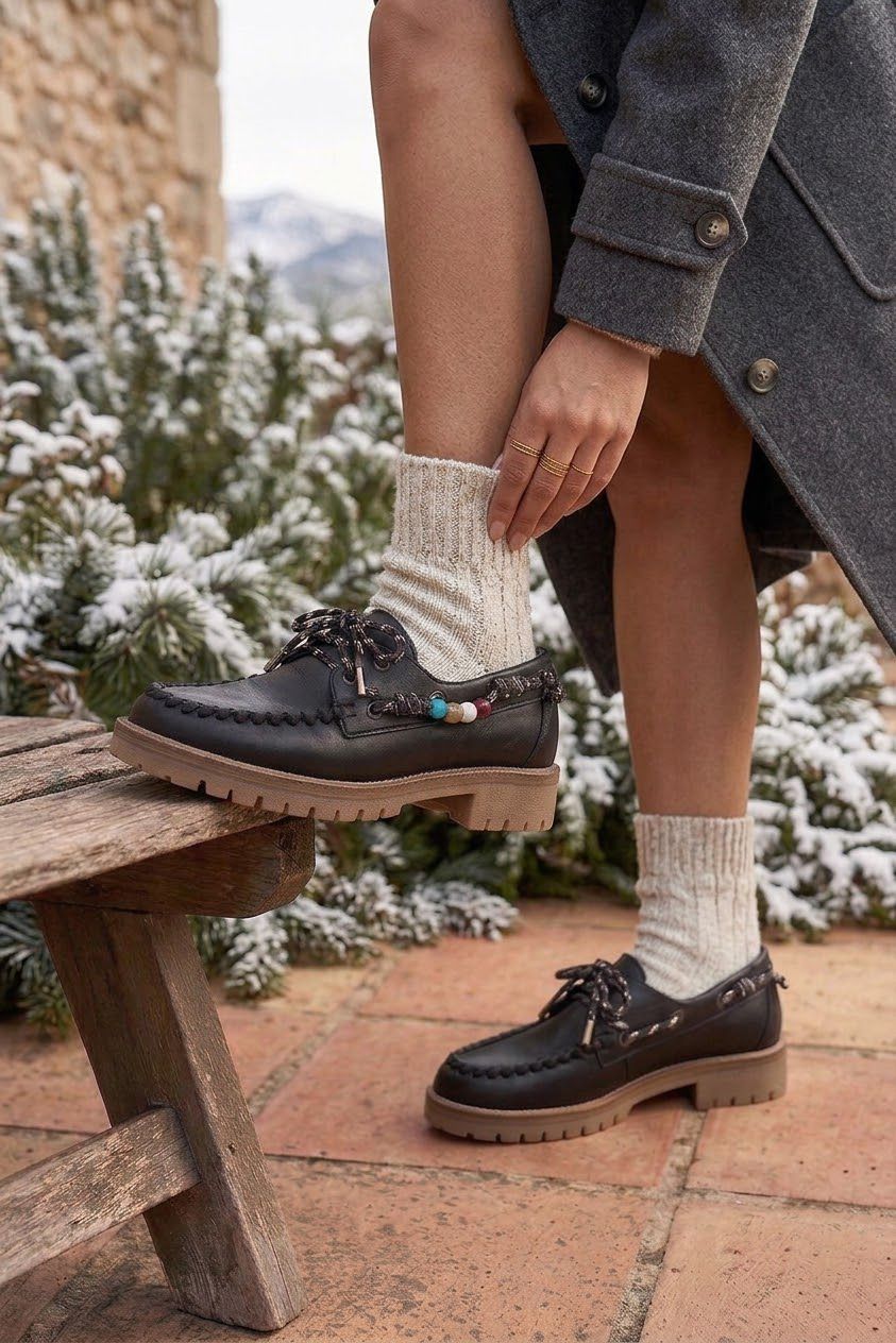 Mocassino in pelle nero - Ally