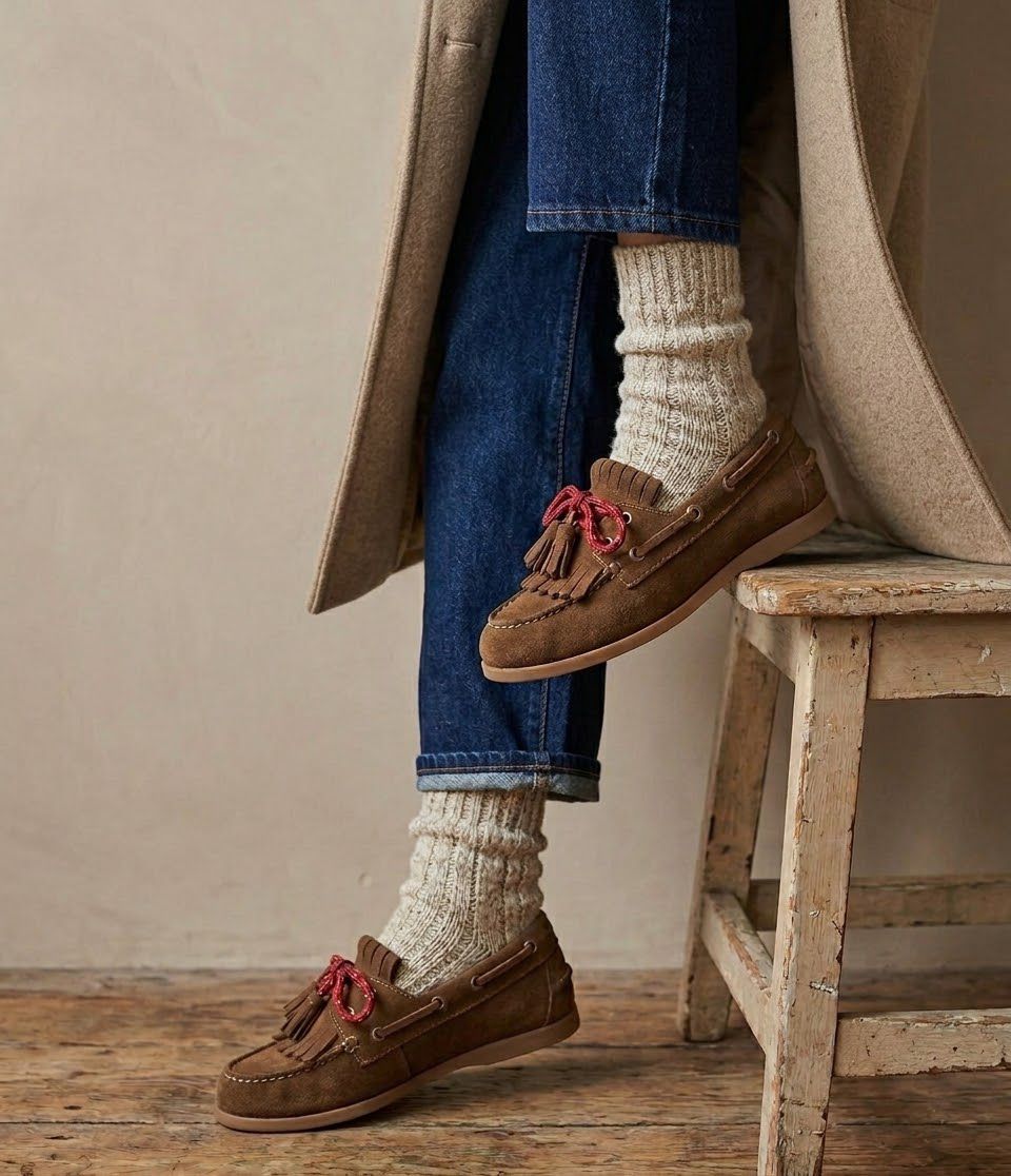 Suede fringed loafer - Velvet