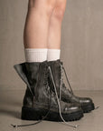 Bottines à double lacet en cuir noir - Royce
