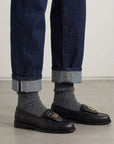 Mocassino con dettaglio oro in pelle nero - Audrey