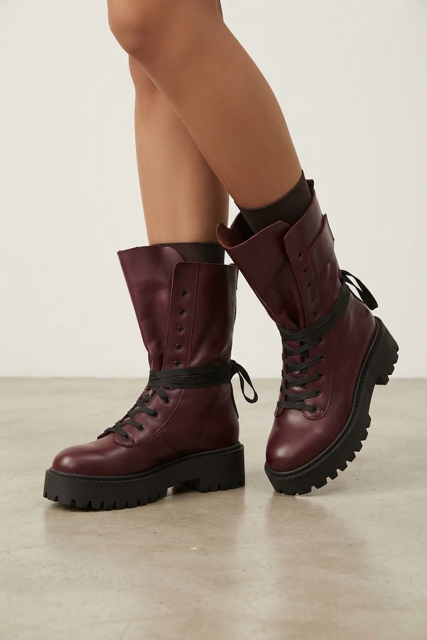 Anfibio con taschino in pelle bordeaux - Maya