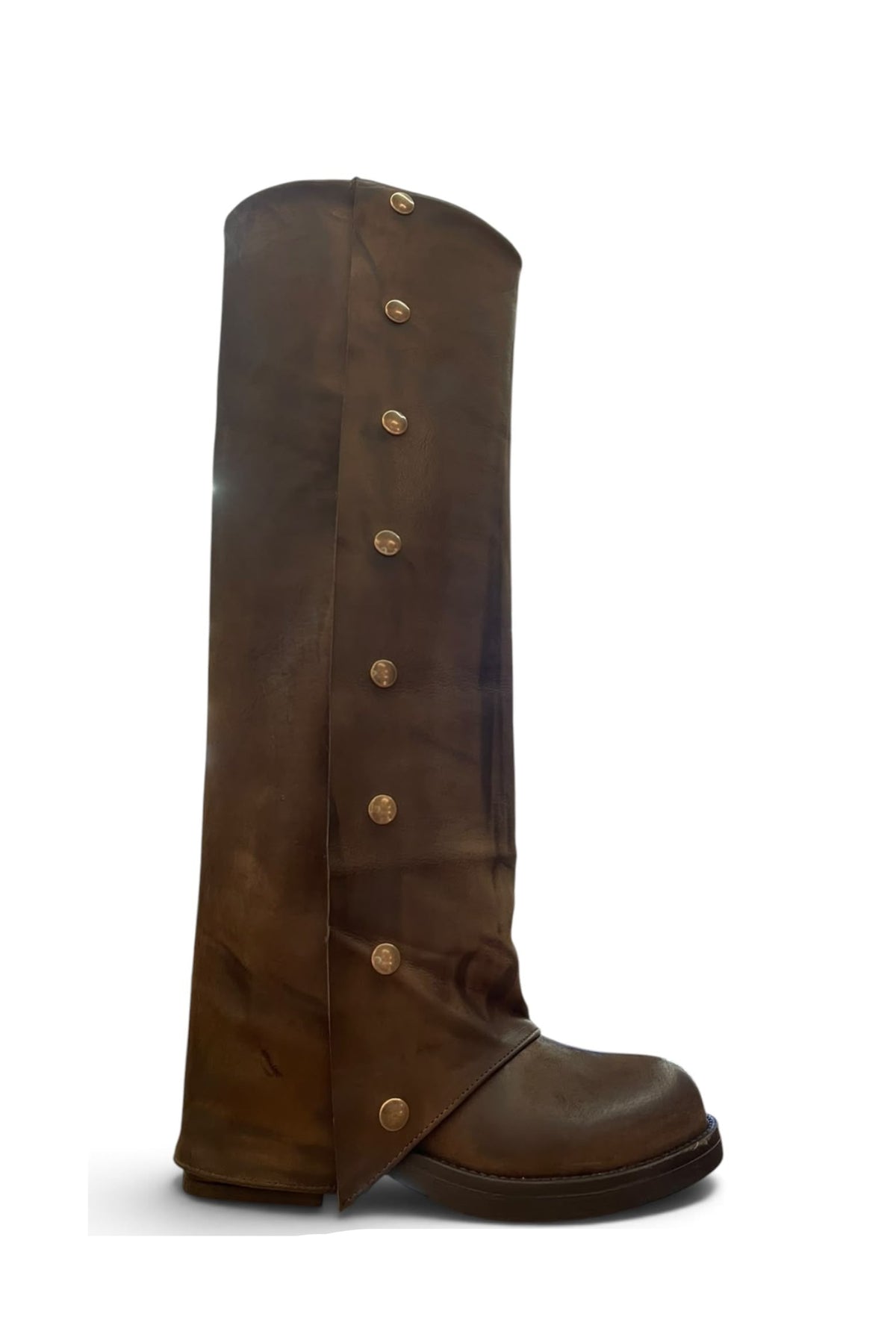 Anfibio con piegone in pelle marrone - Harley buttons