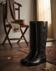 Botte avec application latérale en cuir noir - Joy New