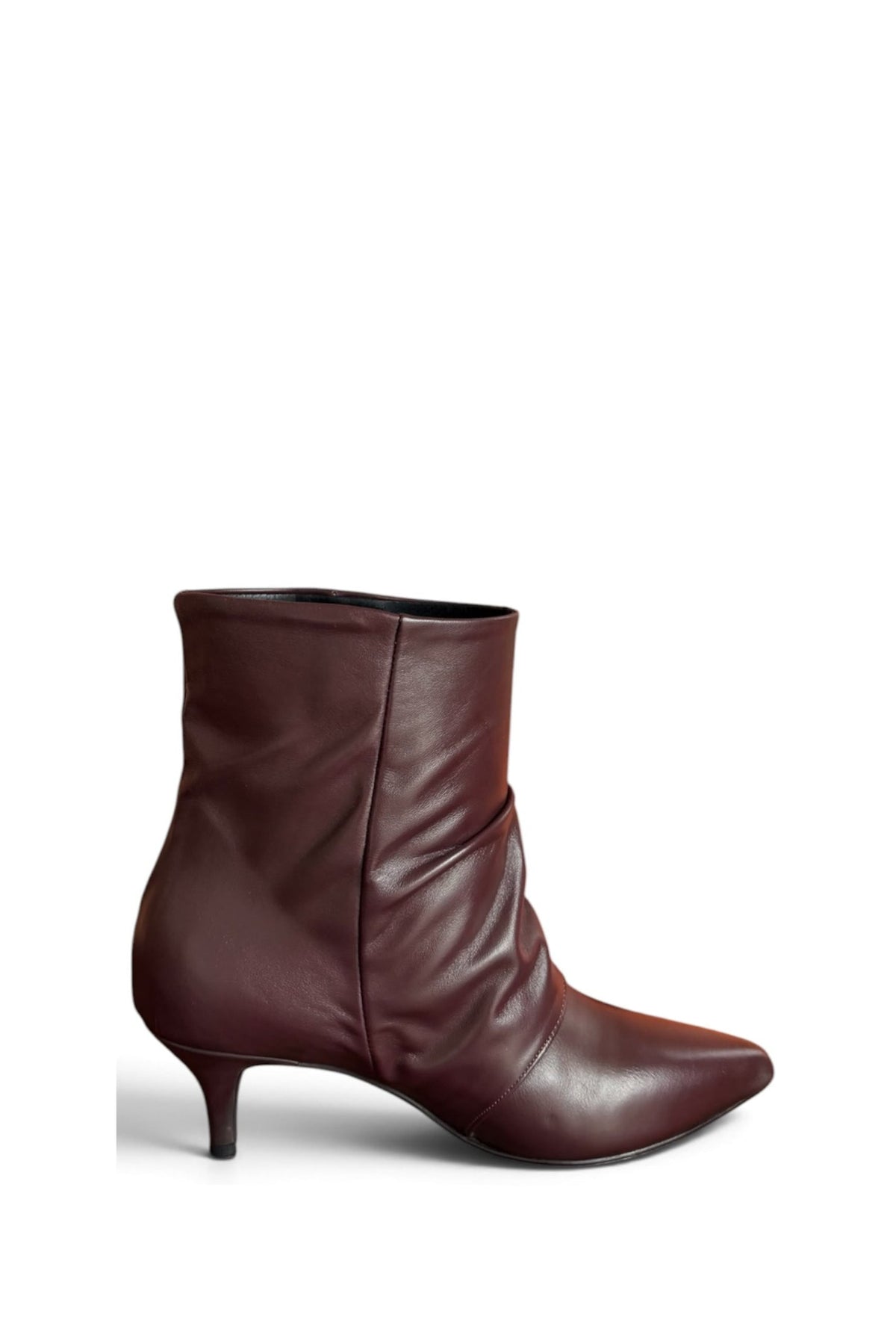 Stivaletto con tacco in pelle borgogna - Angelique