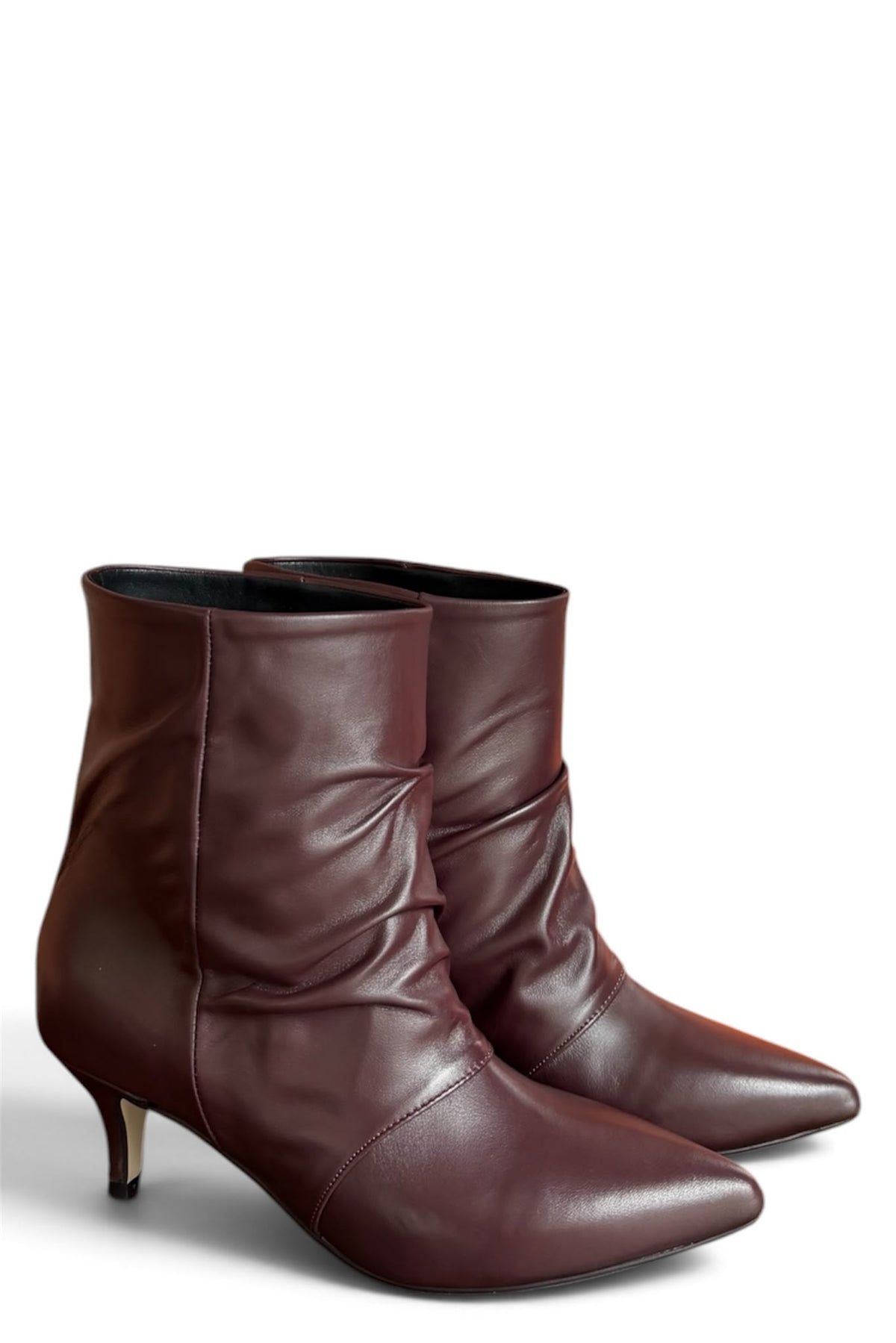 Stivaletto con tacco in pelle borgogna - Angelique