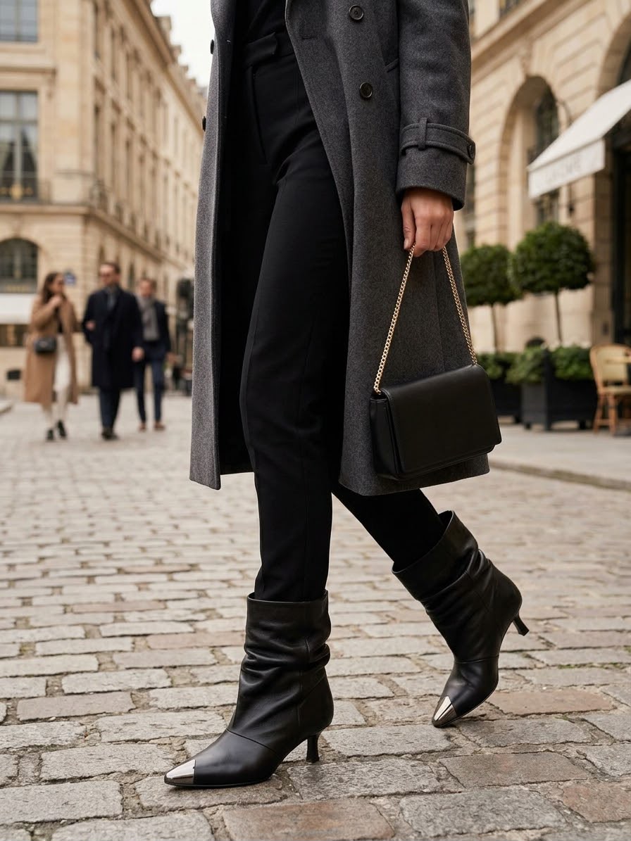 Tronchetto in pelle nero - Chrome low