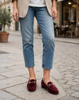 Mocassino con applicazione in velluto bordeaux - Yara