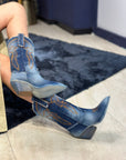 Texano con ricami in jeans slavato - Irene Mersia SPS